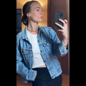 Vintage dead stock Levi’s distressed light blue denim jacket.